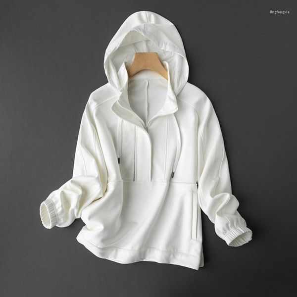 Hoodies femininos 2023 corrente clássica outono inverno solto moletom com capuz de manga comprida mulher