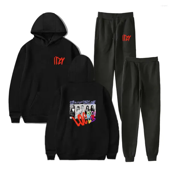 Sudaderas con capucha para mujer 2023 ITZY CRAZY In Love 2D impreso otoño e invierno suéter con capucha pantalones hombres mujeres traje Kpop música Fans ropa