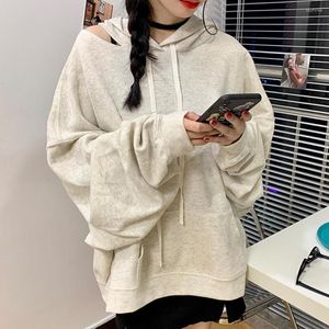 Sweats à capuche pour femmes 2023 pull à manches longues épaules dénudées femme étudiante coréenne lâche Style BF mince Ins haut à la mode