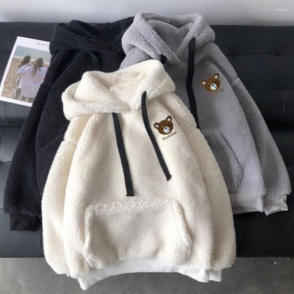 Sweats à capuche pour femmes 2023 Femmes chaudes hiver étudiant filles vestes poches imitation agneau cachemire pulls sweat-shirt hauts manteau vêtements d'extérieur