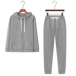 Sweats à capuche femme 2023 hiver femmes polaire survêtement 2 pièces ensemble pull pantalon Sport costume femme chaud sweat pour femme