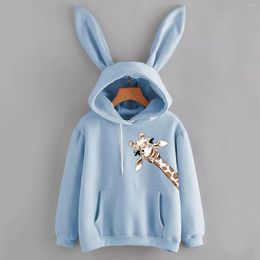 Women's Hoodies 2023 Women's Halloween Sweatshirt Casual losse trekkoord Giraffe Print Franse vrouwen dikke sweatshirts voor