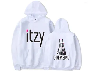 Hoodies féminins 2024 Arrivée Membre de la combinaison Itzy Lia Yeji Hooded Sweatshirt Pullover Kpop Name Corée Hoodie Music Fans Streetwear