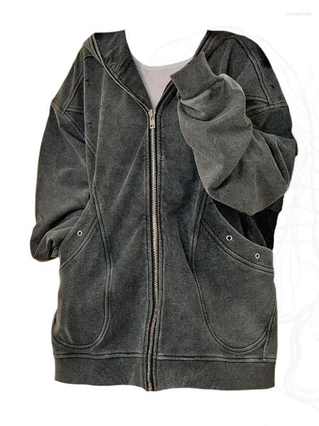 Sweats à capuche pour femmes 2024 Automne Hiver Femmes Sweat-shirts noirs Y2K Streetwear Casual Mode coréenne Pull Design Manteau Vintage Gothique