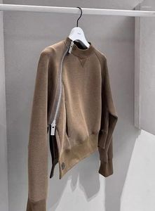 Dameshoodies 2024 Fashion Cold Department Advanced Sense Hellende Rits Koffie Kleur Guard Coat