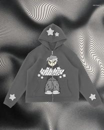 Sweats à capuche pour femmes 2024 Harajuku Y2K Femmes Japonais Sweet Streetwear Dessin animé Sweat-shirt en vrac Couple Zip Up Sweat à capuche Goth Kawaii Vêtements