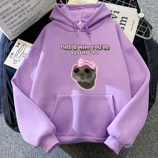 Hoodies féminins 2024 Hip Hop Sad Hamster Letter Streetwear Y2K Sweatshirts Coton Pure Coton Sweat à capuche