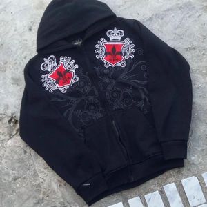 Sweats à capuche féminins 2024 Y2K vintage Gothic Print Zip Up Up Upnomn Wincm Street Hip Hop M manteaux à manches longues