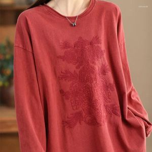 Sweat-shirt à capuche pour femmes, Vintage, Art, couleur unie, broderie florale, manches longues, ample, décontracté, printemps été, 2024