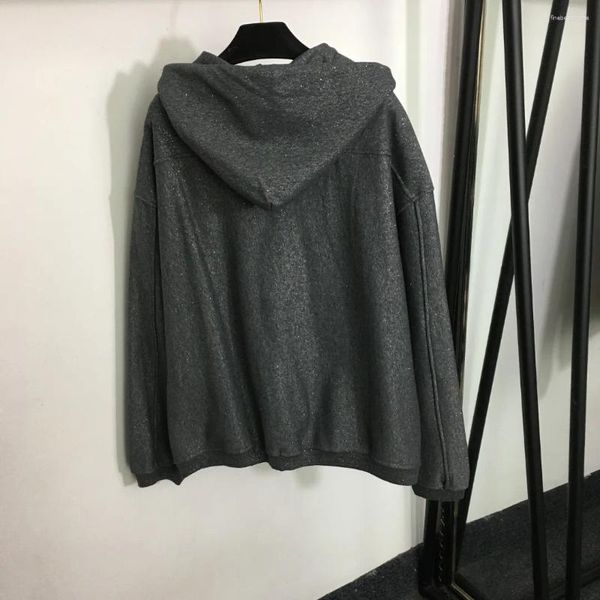 Sweat à capuche pour femmes, costume rose argenté, embelli en velours, fermeture éclair, manches longues, veste à capuche, pantalon élastique décontracté, 3265989600