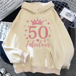 Dames Hoodies 50 Ans 50e jaar verjaardag Vrouwen Koreaanse stijl Vintage Fleece Zweet Y2k Kleding Shirt met capuchon Vrouwelijke jaren 90