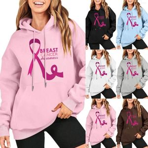 Women's Hoodies tegen borstkanker vechten voor een zaken pullover hoodie oversized sweatshirts lange mouw shirts moletom feminin qjai