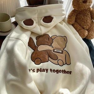 Sweats à capuche pour femmes dessin anémières ours à capuche Sudadera Mujer Coats de toison y2k oreille kawaii preppy style tops women grunge swetshirts