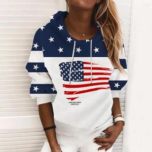 Sweats à capuche féminine American National Flag Imprimé Femmes Sweat à sweat lâche simple Y2K Street Sweet-shirt de haute qualité Tops décontractés