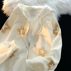 Dames Hoodies American Star Print Cardigan Y2K Sweatshirt Vrouw oversized Lazy Style Koreaans losse paar Zipper Casual Jacket VBMCM