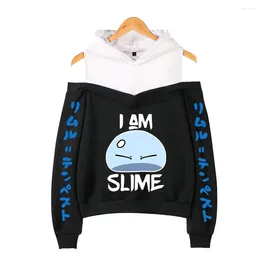 Sweat-shirt à capuche pour femmes, vêtement à manches longues, avec épaules dénudées, Anime Rimuru Tempest, cette fois-là, je me suis réincarné comme un Slime