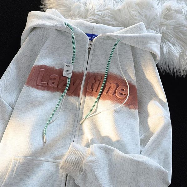 Sweats à capuche pour femmes Arrivent sur les femmes Cardigans Mots 3D Imprimer Manches longues Style américain Pull à capuche Lâche Zipper Casual Femme Sweatshir