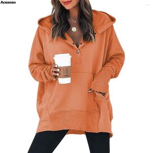 Sweat à capuche pour femmes, mode automne et hiver, décontracté, ample, poche, laine, couleur unie, haut rendu