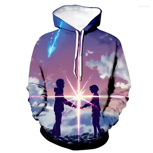 Sudaderas con capucha para mujer Otoño Anime Tu nombre Impresión 3D Mujeres Hombres Moda Sudaderas casuales Sudadera con capucha de gran tamaño Jerséis para niños Ropa de chándal