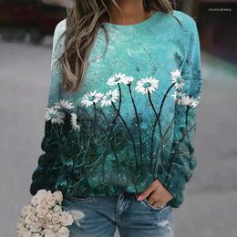 Sweats à capuche pour femmes Automne Sweatshirts Floral Fleur 3D Imprimer Femmes Mode Streetwear Pulls à manches longues Tops Y2k Sweat à capuche Femme Vêtements