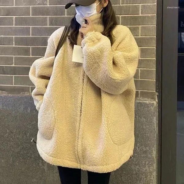 Sweats à capuche pour femmes Automne Hiver Polaire Fluffy Veste Femmes Mode Coréenne Streetwear Harajuku Fuzzy Zip Up Sweat À Capuche Femme Surdimensionné En Peluche Chaud