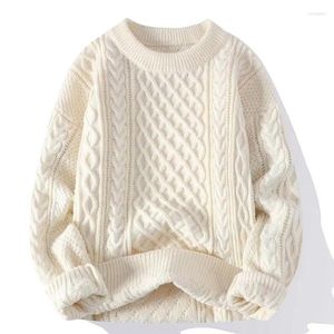 Women's Hoodies Autumn Winter Men Vintage Twist Sweater Round Neck Solid Color Male Fit Knitted Pullover Loose Harajuku Y2k Sweaters