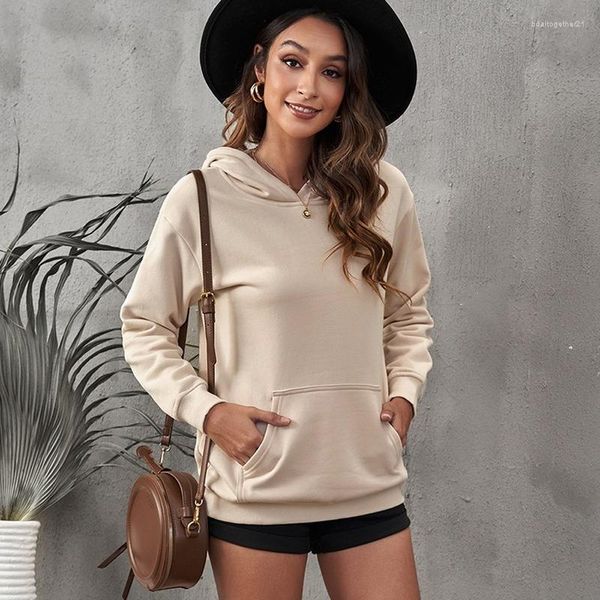 Sudaderas con capucha para Mujer, Sudadera de otoño para Mujer, suéter con capucha de punto, Sudadera informal de manga larga, Tops para Mujer, ropa informal de otoño para Mujer