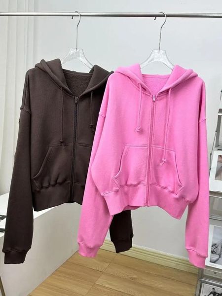 Sudaderas con capucha para mujer, abrigo con capucha de otoño, sombrero con cremallera de felpa, Logo impreso, informal cálido