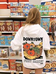 Dames Hoodies Banaan Appel Druif Fruitmand Slogan Dameskleding Creatieve Zak Sweatshirts Mode Tekenfilms All-Match Vrouwelijke Top