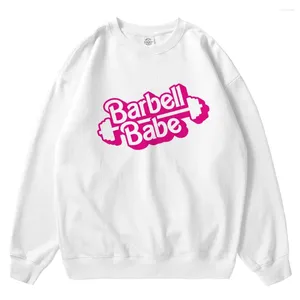 Sweat à capuche pour femmes, imprimé Barbell Babe, en pur coton, surdimensionné, classique, graphique drôle, pulls pour femmes