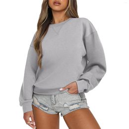 Damen-Kapuzenpullover, Basic-Sweatshirt, lässig, modisch, einfarbig, Rundhalsausschnitt, locker, langärmelig, Frühling und Herbst, vielseitig einsetzbar