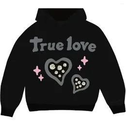 Sweats à capuche pour femmes Black Love Mousse Imprimer Y2K Femmes Vêtements Couple Tops Sweat Harajuku Goth Streetwear Grunge Vêtements Sweat à capuche surdimensionné