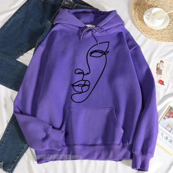 Sudaderas con capucha para mujer, Sudadera con capucha negra con estampado de dibujos animados de media cara para hombre y mujer, sudadera con cuello redondo de calle, ropa holgada con capucha para mujer