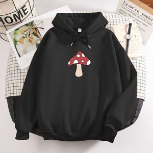 Sweat à capuche pour femme Blouse mignon champignon imprimé femmes mode coréenne décontracté surdimensionné Vintage à capuche hiver Goth Harajuku sweat