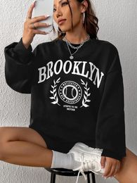Sweats à capuche pour femmes Brooklyn s'efforcent d'être mieux imprimer femme manches longues haute rue Vintage sweats personnalité vêtements décontractés femmes