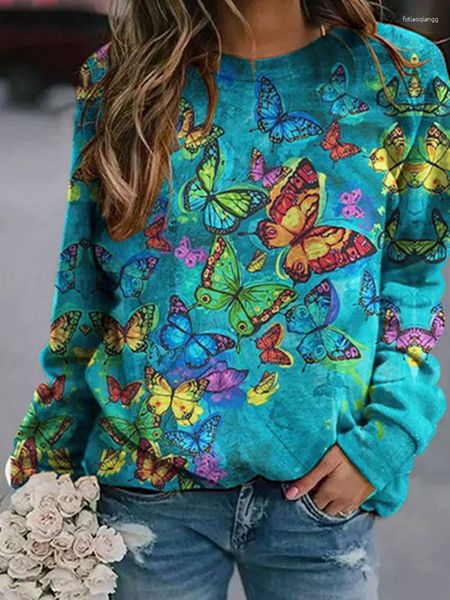 Sudaderas con capucha con estampado de mariposa para mujer, sudadera de Anime 3d a la moda, chándal para niños, ropa de Hip Hop para niña, abrigo de otoño con cuello redondo