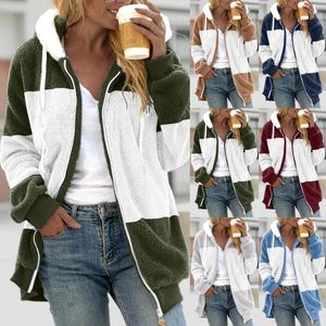 Dameshoodies Casual kleurblok H Sweatshirt Rits Hoodie Losse blouse Warme jas Jan-jas