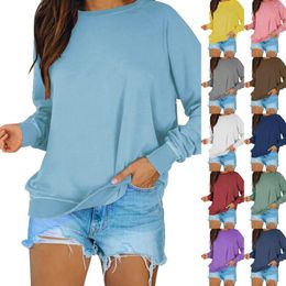 Women's Hoodies Casual Crewneck Sweatshirt Lange mouw Solid onder de 10 shirts vrouwen lange fleece capuchon pullover