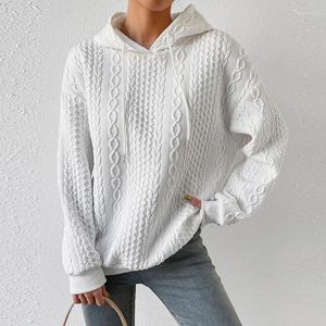 Sweats à capuche pour femmes Casual Pull à manches longues Office Lady Automne Hiver Mode Élégant Solide Tricoté Sweatershirt pour les femmes 2024 Femme