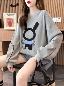 Sweats à capuche pour femmes Impression décontractée Personnages de dessins animés Sweats amples Femmes Personnalité classique Manches longues All-match O-collier Pullove Top