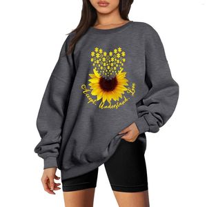 Dames Hoodies Casual Pullover Hoodless Sweatshirt Harajuku Sweatshirts Zonnebloemprint Trui Losse Vrouwen Oversized Sudadera