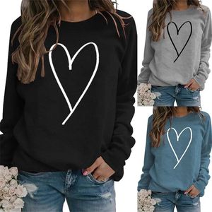 Sudaderas con capucha para mujer, suéter informal de manga larga, sección delgada holgada, línea del Día de San Valentín, jersey con estampado Simple de amor para mujer