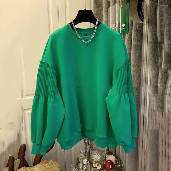 Sudaderas con capucha para mujeres con capas de linterna elegante sudadera vintage para mujeres Color sólido Pármaco 2023 Outumn Winter Woman Christmas Green Tops