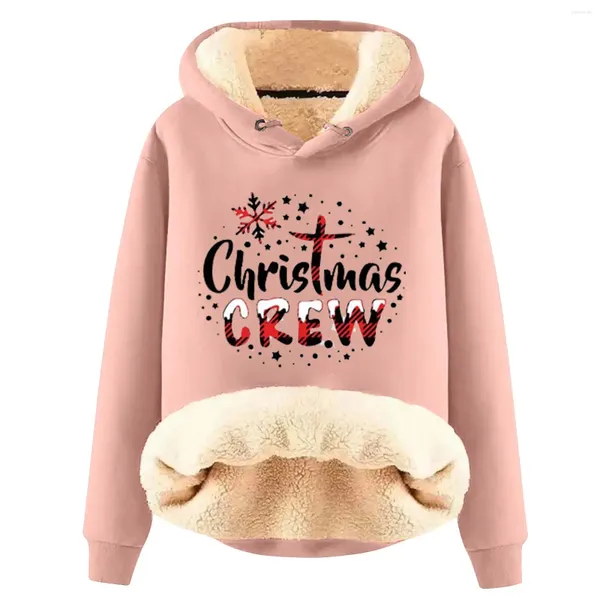 Sweat à capuche pour femmes, hauts à la mode de noël, pull chaud en polaire, pull surdimensionné, LT21