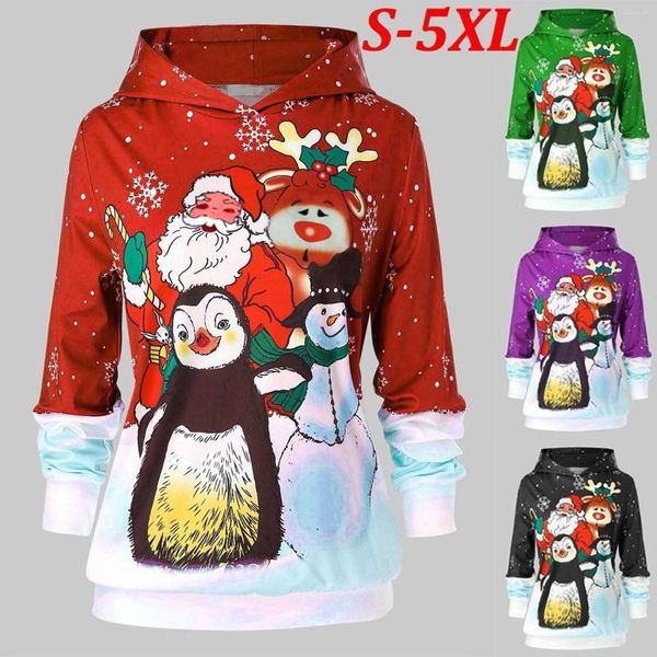 Sweats à capuche pour femmes Noël Père Noël Sweat à capuche pour femme Impression 3D Sweat à capuche Automne Hiver Mode Bonhomme de neige Pull Vêtements