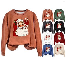 Dameshoodies Sweatshirt met kerstmanprint Casual sweatshirts Trui met ronde hals Dameshoodie onder de 10 jaar