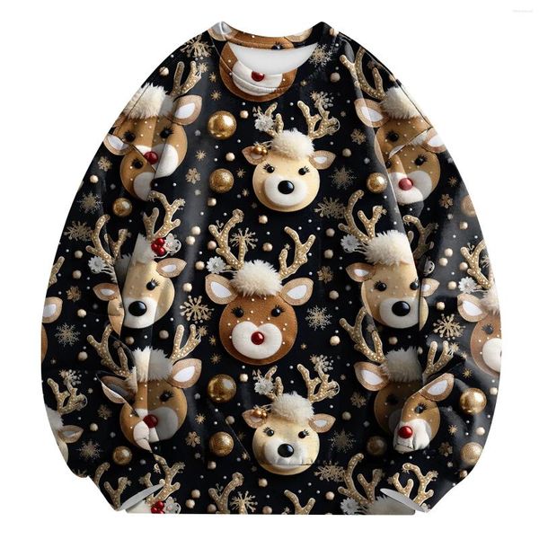 Sweatshirt de Noël pour femmes Vêtements pour femmes mignons Santa Claus imprimé surdimensionné à manches longues