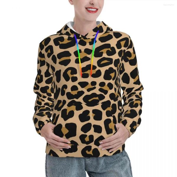 Sweat à capuche féminin Classic Cheetah Print Casual Lady Spotted Leopard Y2K Pullover Sweat à capuche Automne Streetwear Design Sweatshirts Oversize Tops