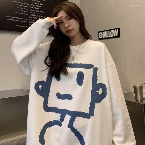 Sweat à capuche femme coton Hiphop sweat femmes printemps et automne 2023 lâche paresseux Bf mince Hong Kong Chic O cou décontracté femme haut