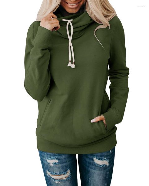 Sweats à capuche pour femmes, col bénitier, sweat-shirt thermique à capuche, coupe ample, hauts d'automne avec poches